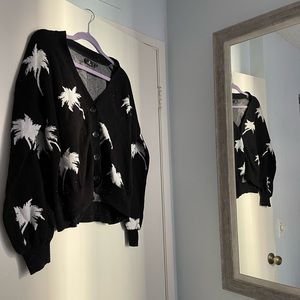 Brand new cute worn once palm trees black cardigan.